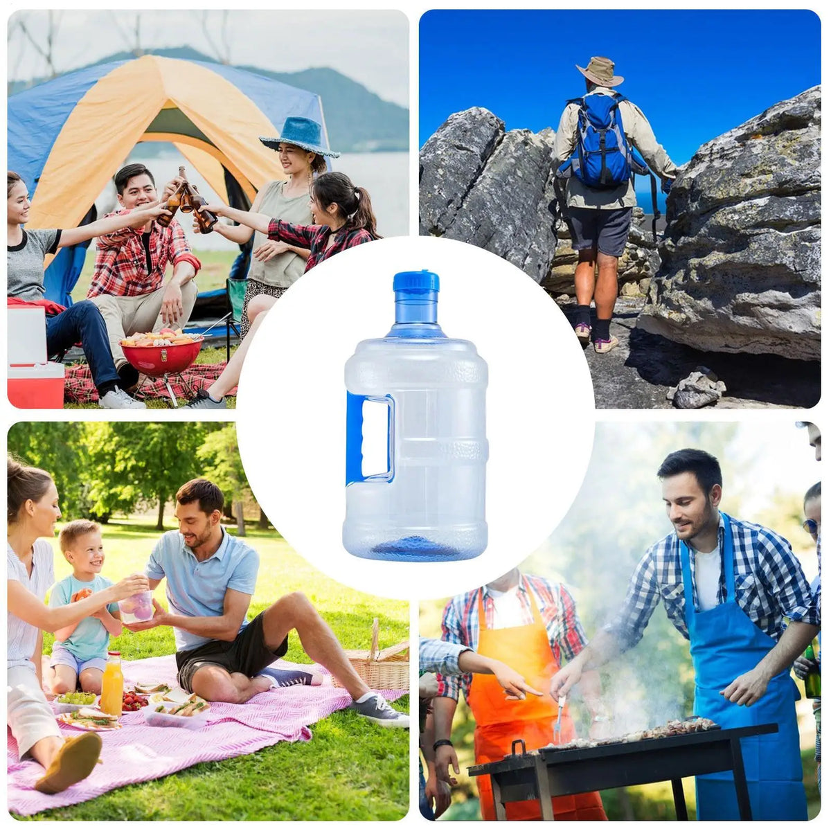 5L/7.5L Thickened PET Water Bottle with Handle Water Canteen for Picnic Outdoor Hiking Camping Multifunctional Pure Water Jug