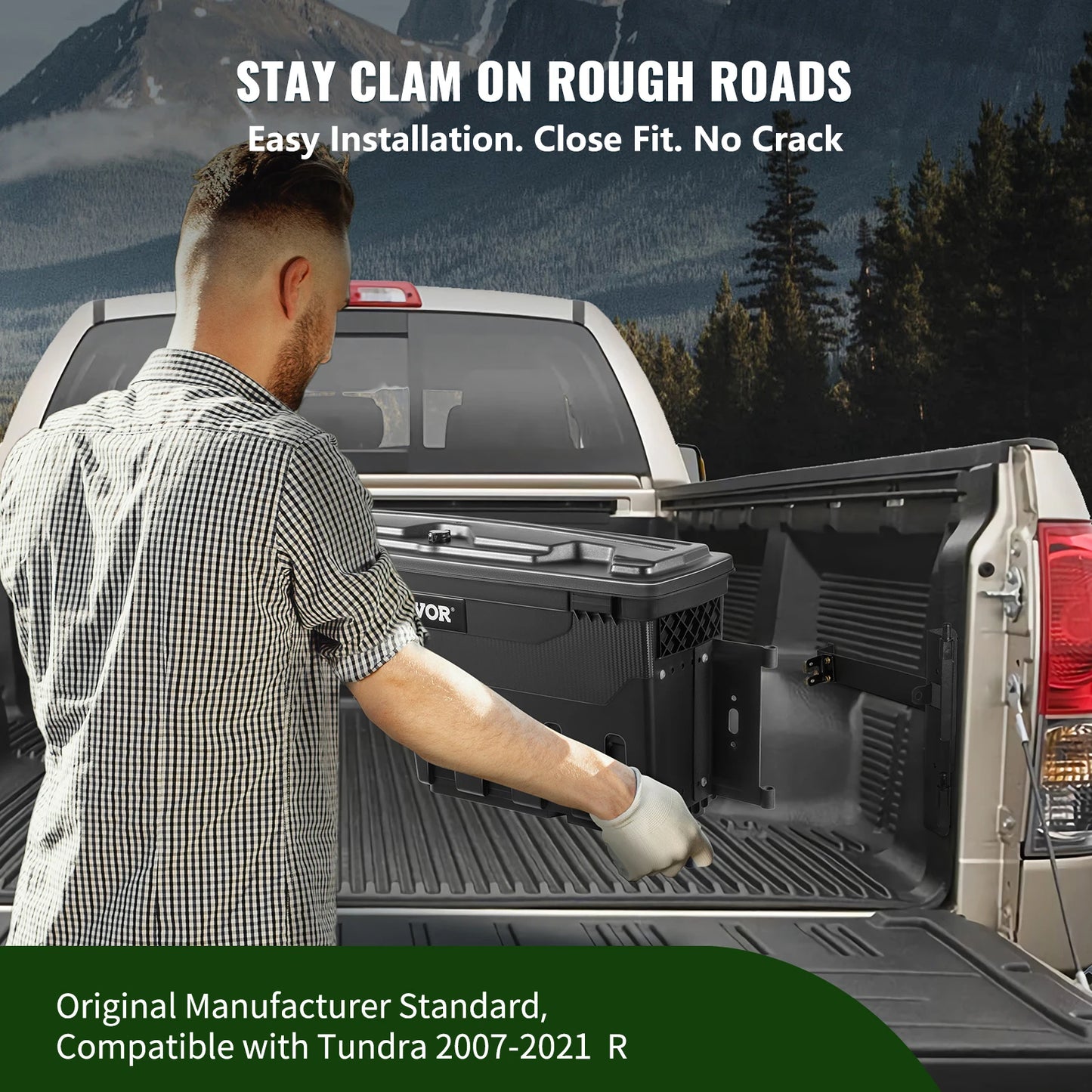SucceBuy Truck Bed Storage Box Passenger Side Lockable Lid Waterproof ABS Wheel Well with Password Padlock Tool Box for Trucks