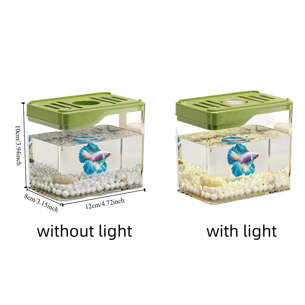 Transparent Mini Fish Tank Drop Resistant Shatterproof Turtle Tank Breathable Plastic Desktop Fish Tank Living Room