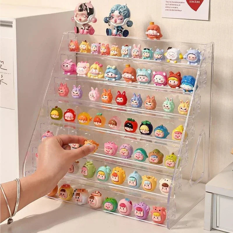 Transparent ABS Blind Box Display Rack Protect Cover for Mini Molly DIY Figure Doll Assemble Storage Box for Collector Cabinet