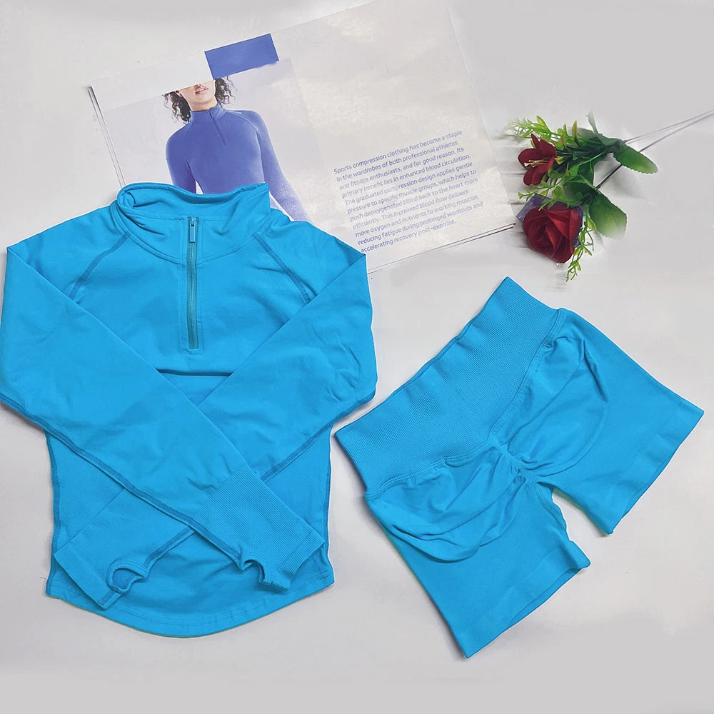 Yoga Shirts shorts set impact Half Zippy for Women Long Sleeve Yoga Top with Thumb Holes Workout Gym Shirts Waist Sweatshirt
