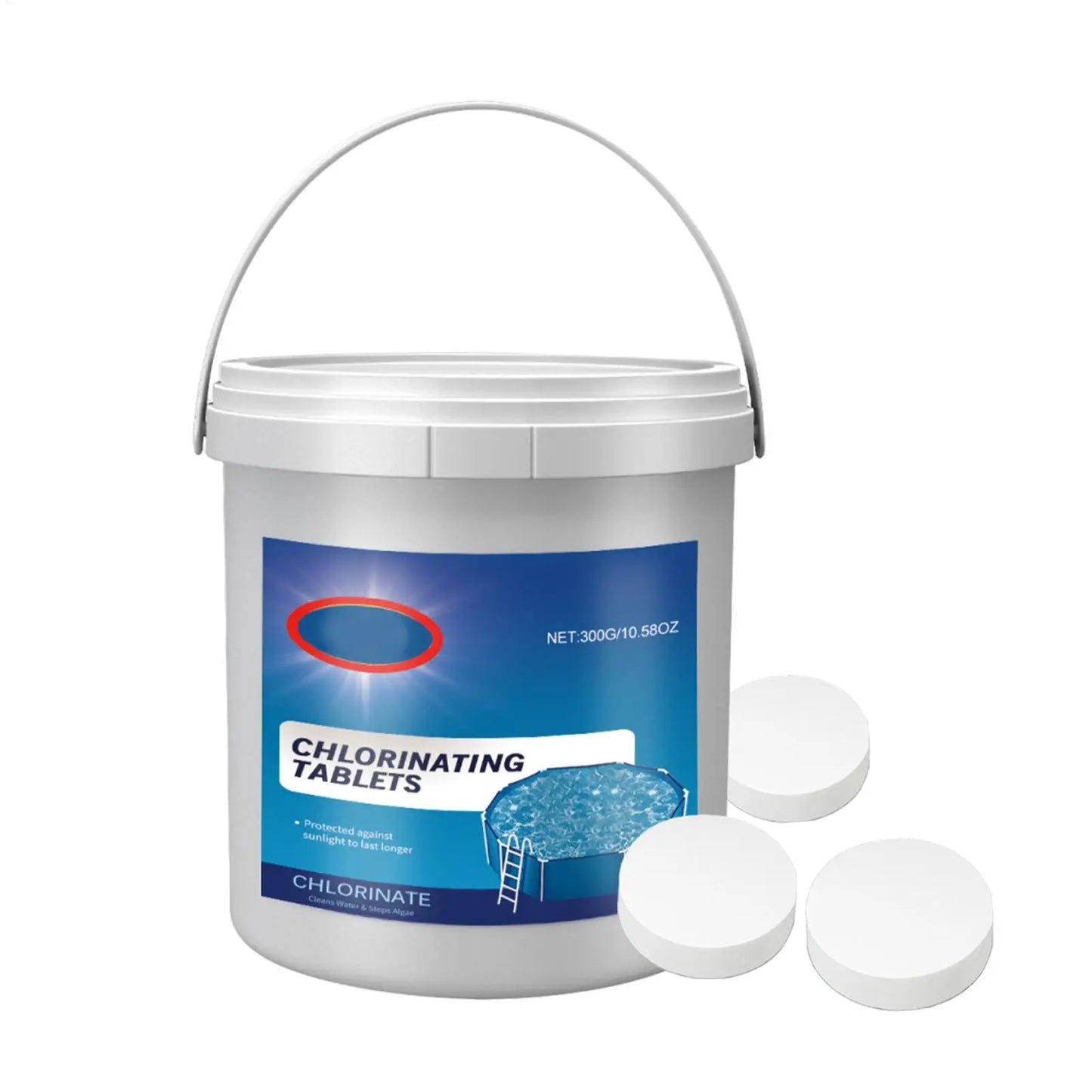 Pool Chlorinating Tablets 300g Multi-Purpose Pool Sanitizer Water Cleaning Effervescent Tablets for Swimming Pools Bathtub Spa