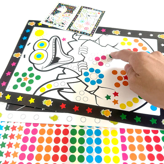 10 Sheets/Lot Funny Puzzle Dot Stickers For Kids Cute Cartoon Animal Drawing Mosaic Sticker Children Early Educational Patience