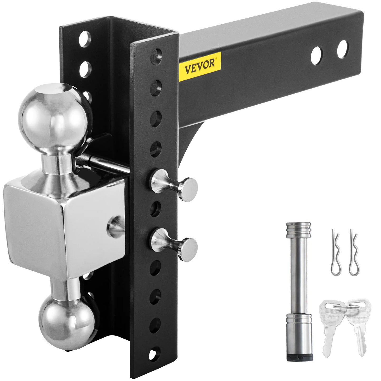 VEVOR Adjustable Trailer Hitch Heavy Duty 6/8" Rise & Drop Hitch Ball Mount Tow W/ Key Lock for Automotive Truck Trailers Towing