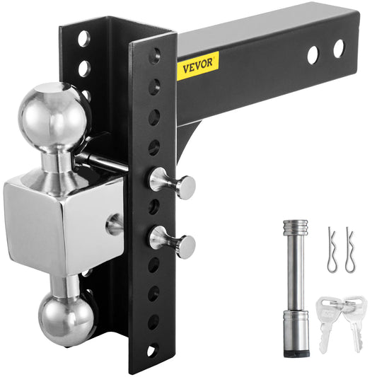 VEVOR Adjustable Trailer Hitch Heavy Duty 6/8" Rise & Drop Hitch Ball Mount Tow W/ Key Lock for Automotive Truck Trailers Towing