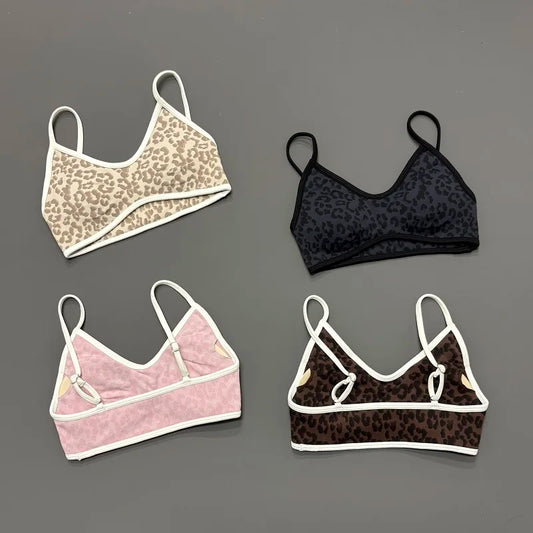 Women Leopard Print Sports Bra Wirefree Breathable Soft Comfortable Top High Support Push Up Gym Workout Yoga Fitness Bra