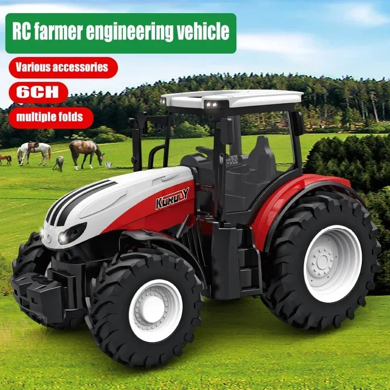 RC Car Tractors Trailer 2.4G Radio Controlled Farm Cars Farming Simulator Truck Miniature Farmer Animal Model Toys Children Boys