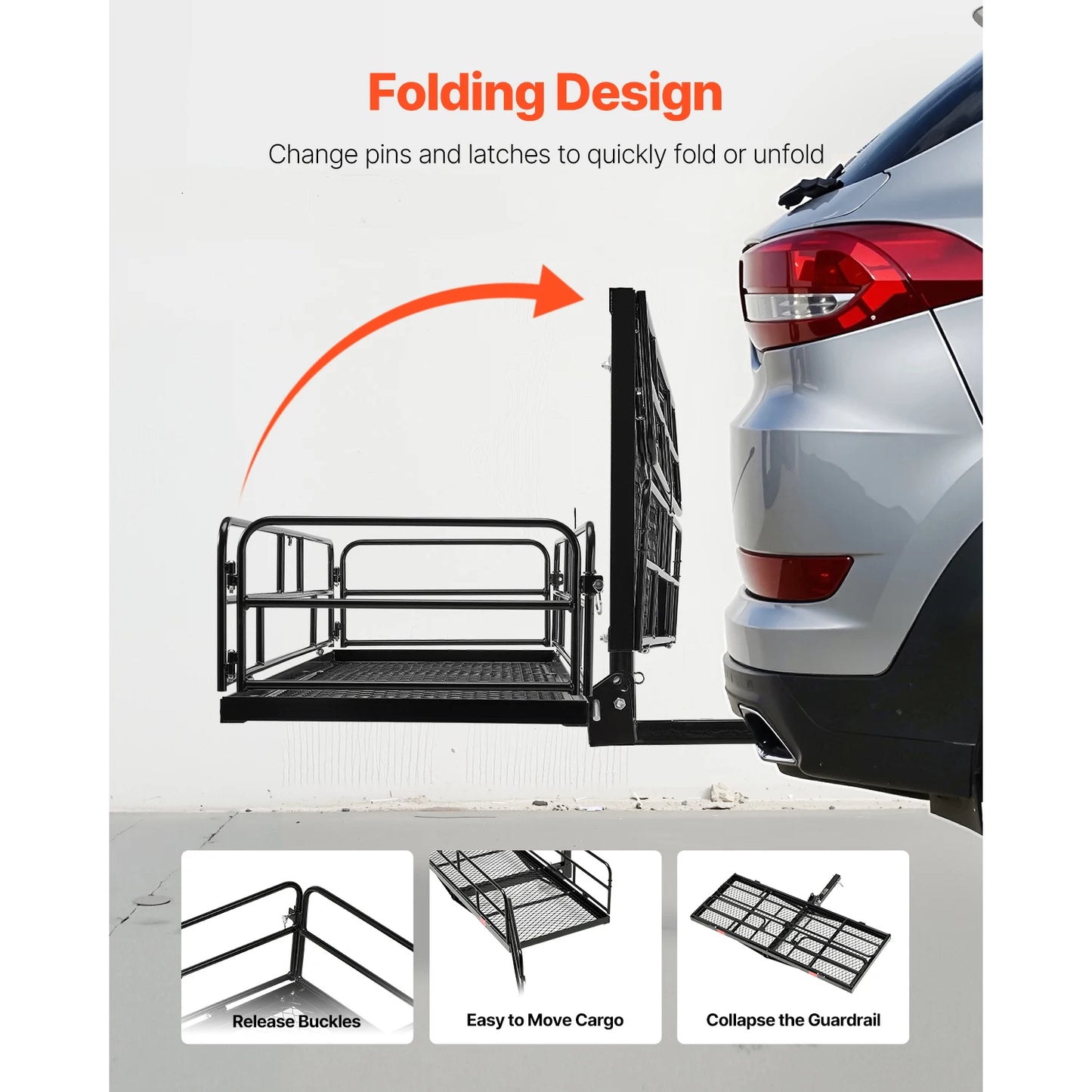 SucceBuy 500lbs Capacity Hitch Cargo Carrier with Cargo Net&Waterproof Cargo Bag, Folding Hitch Mount Cargo Carrier Fit for SUVs