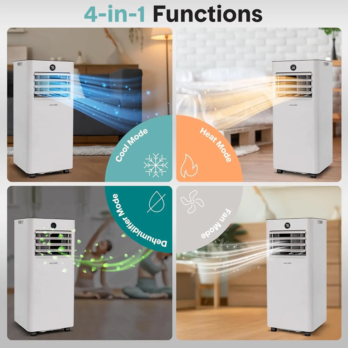 8,000 BTU Portable Air Conditioner and Heater, Small AC with Dehumidifier and Fan, Wifi Function, Mini AC Unit with, Customized