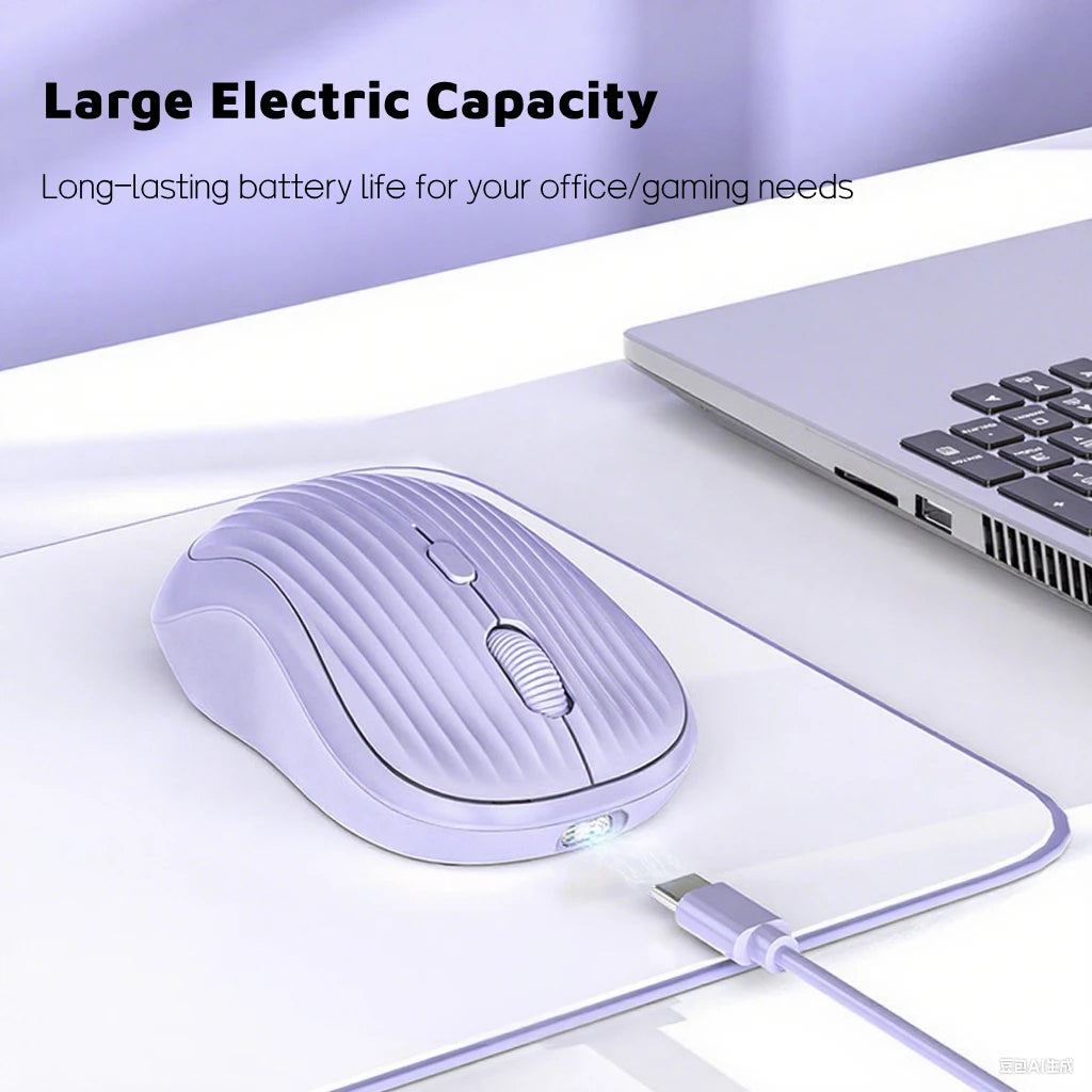 Type-C Rechargeable 2.4G Bluetooth Dual Mode Wireless Mouse Ergonomic Fashion Silent Mouse Desktop Laptop Tablet for iPhone iPad