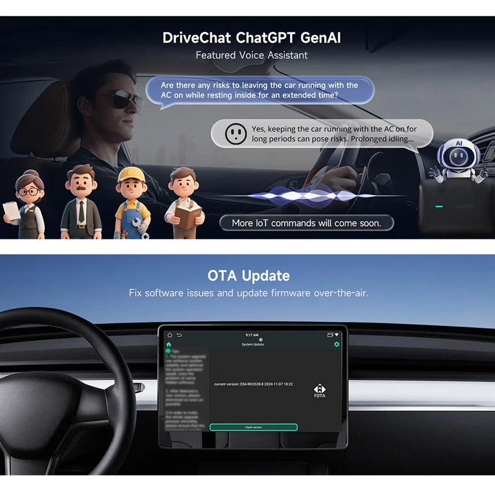 ATOTO Car Smart AI Box Android System 4GB 32GB for Apple Carplay Android Auto Dual WiFi Bluetooth Car Play Adapter CarWave CB4