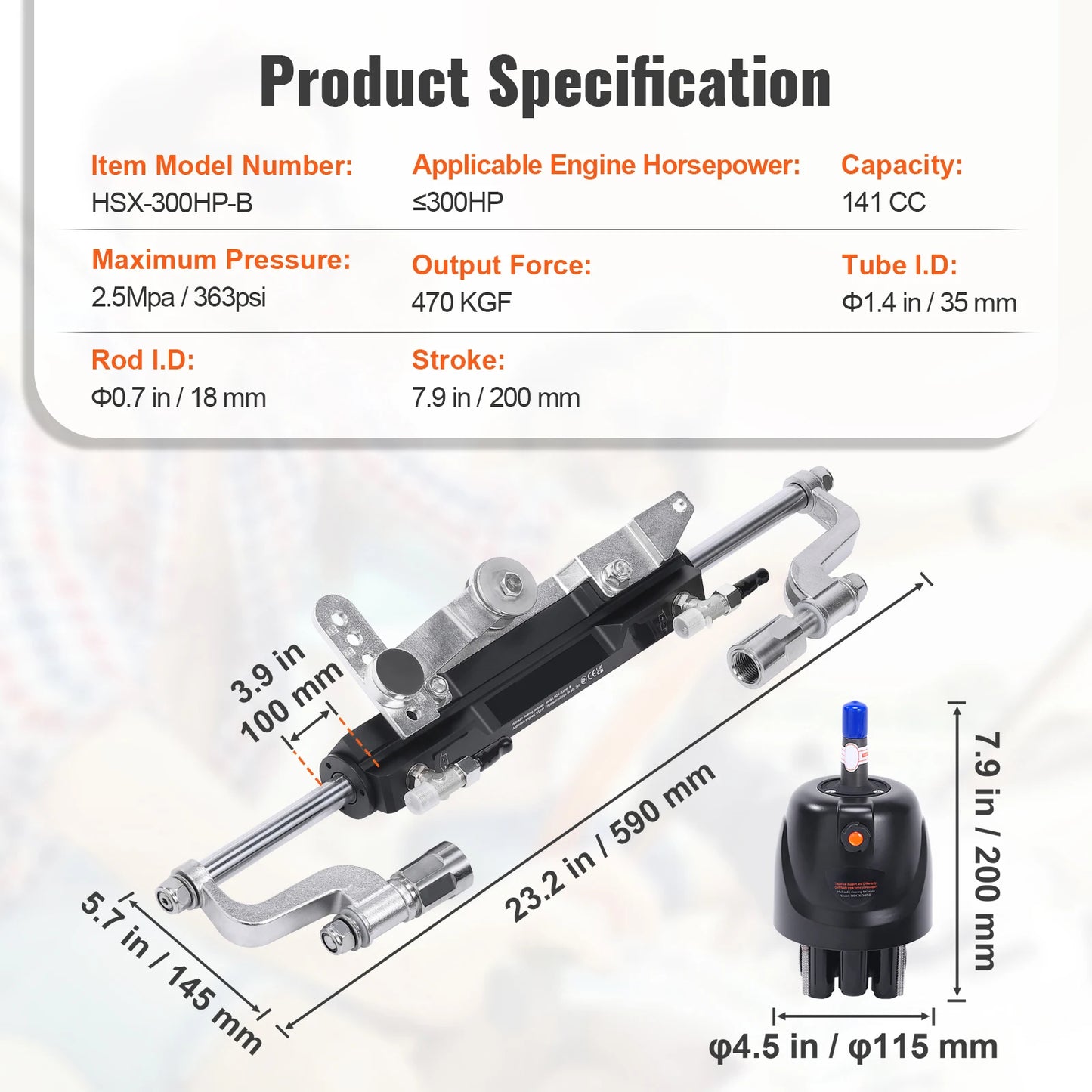 SucceBuy Hydraulic Outboard Steering Kit 90HP/150HP/300HP with Helm Pump and 24FT/26Ft Hose Single Station Single-Engine Boats