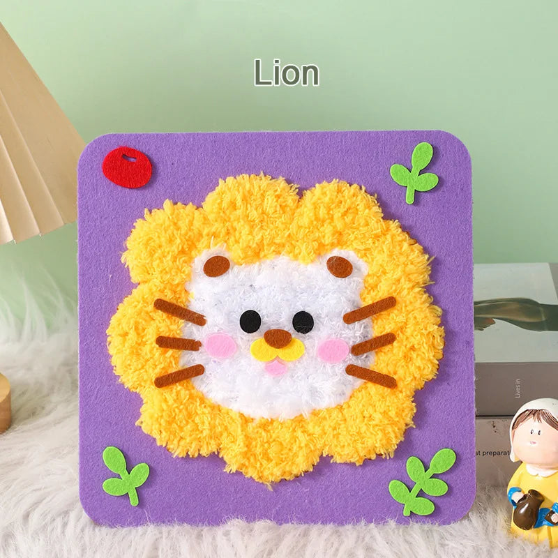 DIY Cartoon Animal Embroidery Doll Kits Fun Non-woven Fabric Threading Sewing Boards Kids Children Handmade Crafts Toys Gifts