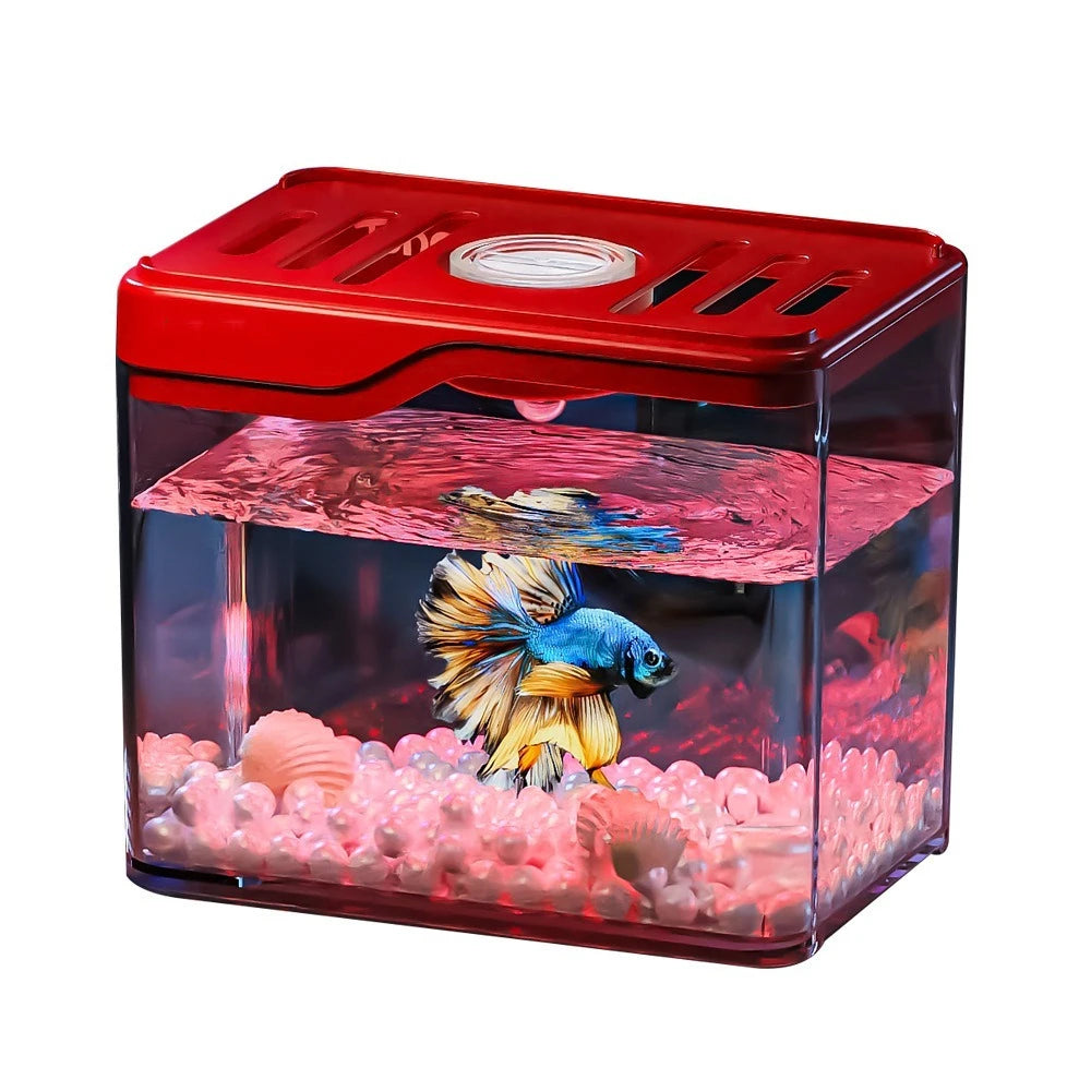 Transparent Mini Fish Tank Drop Resistant Shatterproof Turtle Tank Breathable Plastic Desktop Fish Tank Living Room