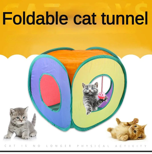 Fun Cat Tunnels Inside Foldable Cube Cat Tent Kitten Toy Tent House Interesting Pet Tunnel Toy Small Dog Playing Training