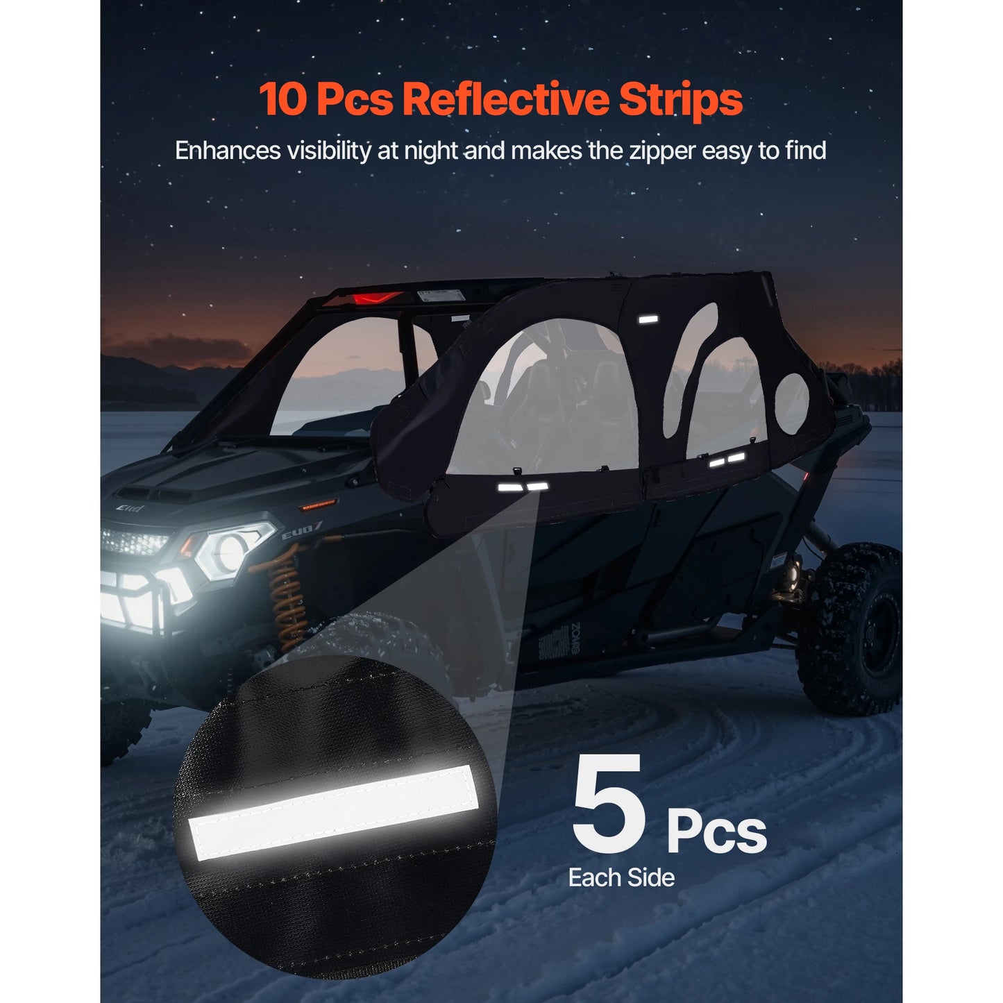 SucceBuy Cab Enclosure Upper Doors Compatible w/Polaris RZR PRO 2020-2024/Polaris RZR Turbo2022-2024 Soft Upper Doors Window Kit