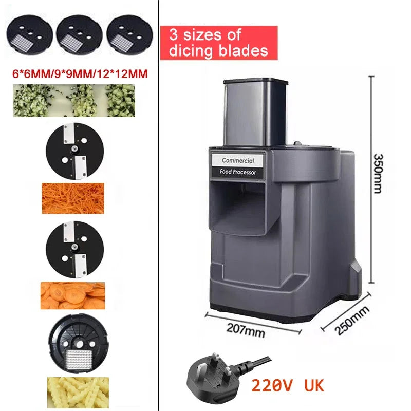 Commercial Vegetable Chopper 3 In1 Multifunctional Electric Cutting Machine Carrot Potato Slice Shred Diced Food Processor