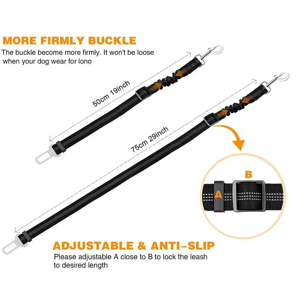 Dog Leash Harness Dogs Dog Accessories Supplies Pet Dog Car Seat Belt Retractable Buffer Elastic Reflective Safety Traction Rope