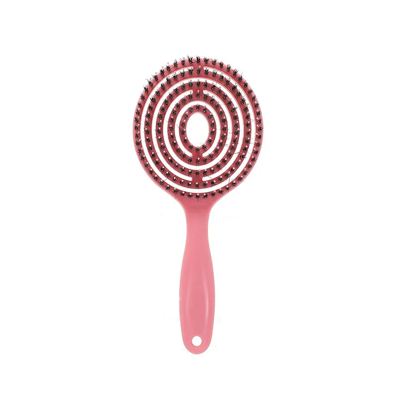 Hollow massage comb Multicolor Hollow Circular Hair Brush - Scalp Massage & Detangling Comb for Smooth Hair Styling