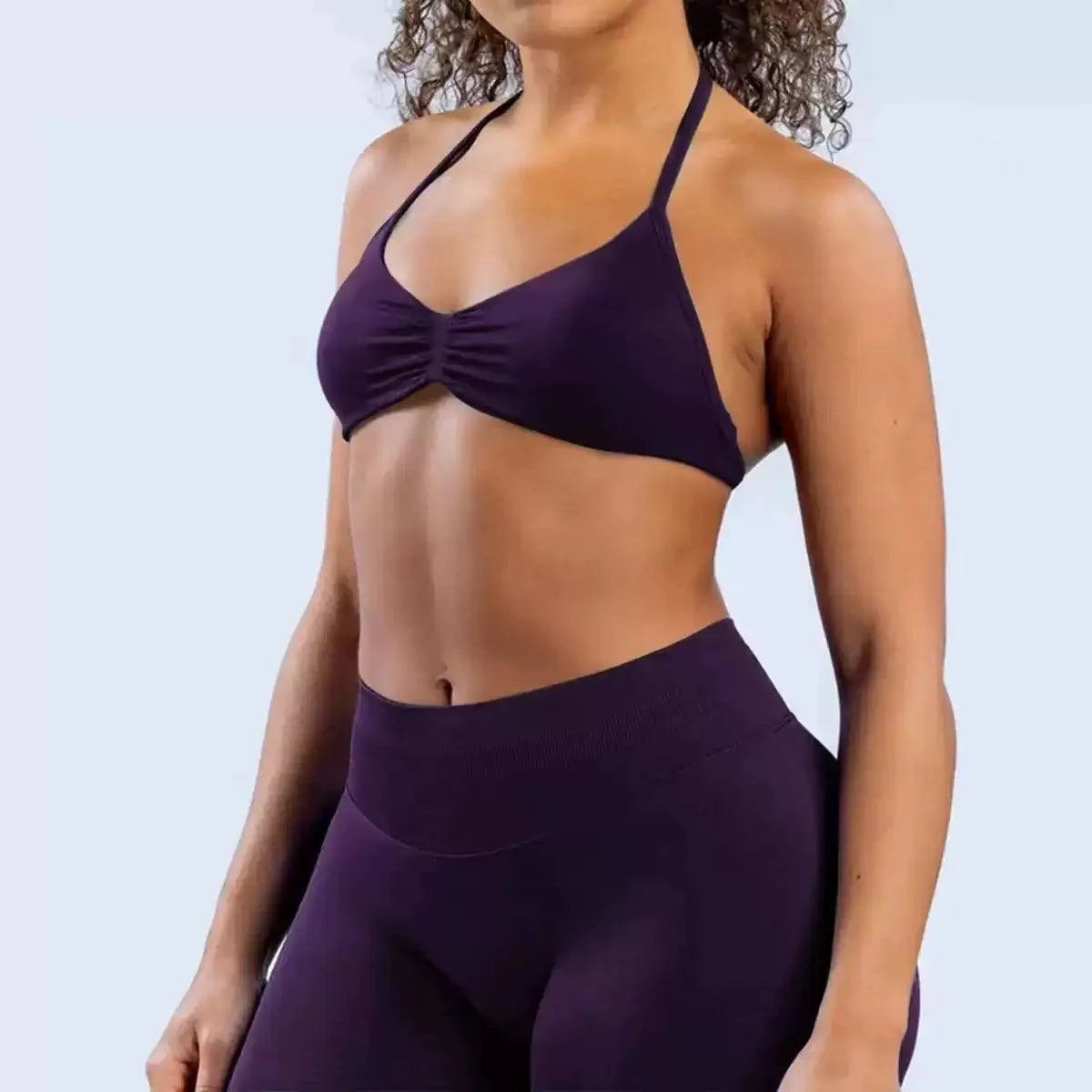 2PCS Gym Set Women Strappy Yoga Bra Top High Waist Workout Scrunch Shorts Sports Suit Seamless Yoga Set Fitness