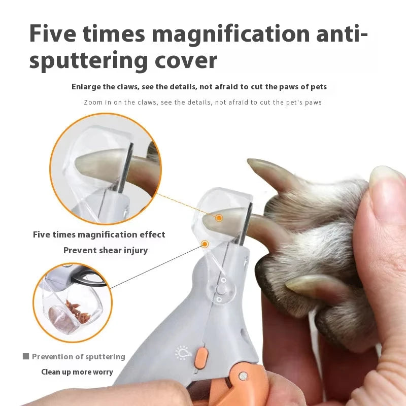 LED Light Pet Nail Clippers for Cats Dogs Nail Polishing Cleaning Grooming Supplies