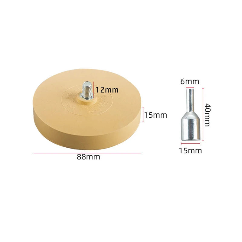 Auto Decal Adhesive Remover 4/3.5 Inch Rubber Eraser Wheel for Drill Car Sticker Remover with Scraper Graphics Glue Vinyl Eraser