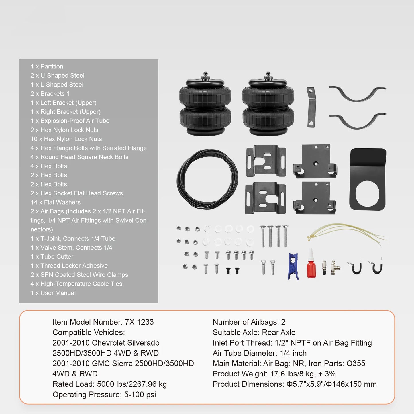 SucceBuy Air Bag Suspension Kit Air Springs Suspension Bag Kit Compatible with 1999-2004 2008-2010 Ford F250/F350 2WD 4WD