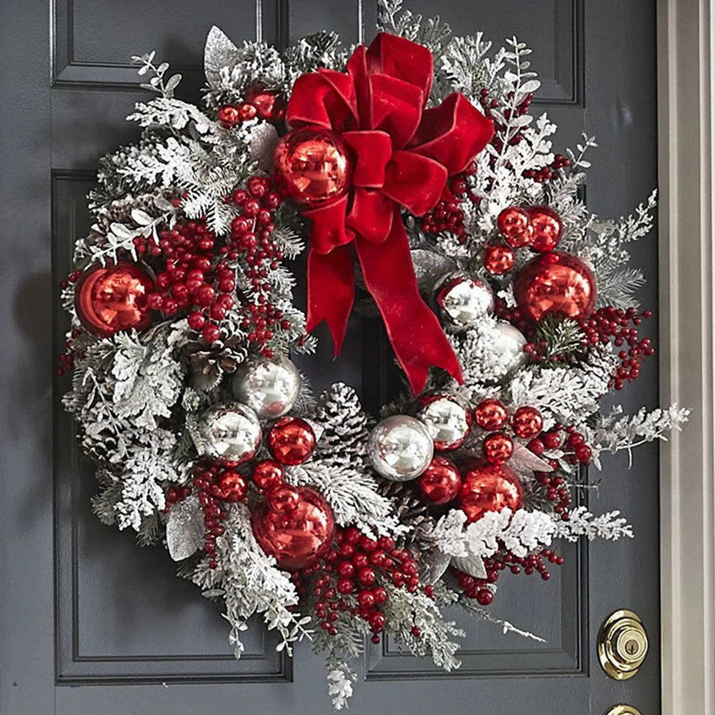 Christmas Vine Hanging Garland Decorative Vine Cane Wreath Festival Theme Multifunctional for Door Window Fireplace