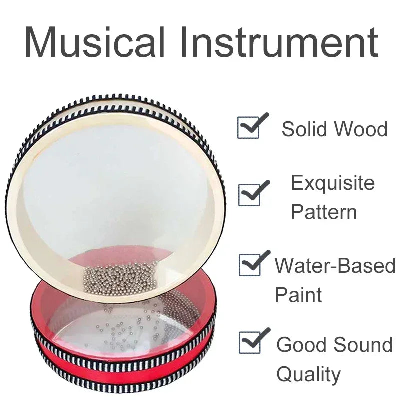Baby Montessori Ocean Wave Bead Hand Drum Music Instruments Toys Early Learning Music Percussion Educational Toys For Baby Gifts
