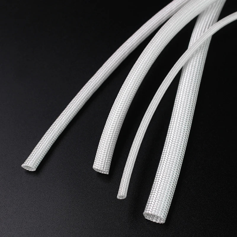 1/5/10/20M Braided Fiberglass Sleeve 600 Deg High Temperature Chemical Glass Fiber Tube Fiberglass Sleeving White ID 1mm ~ 30mm