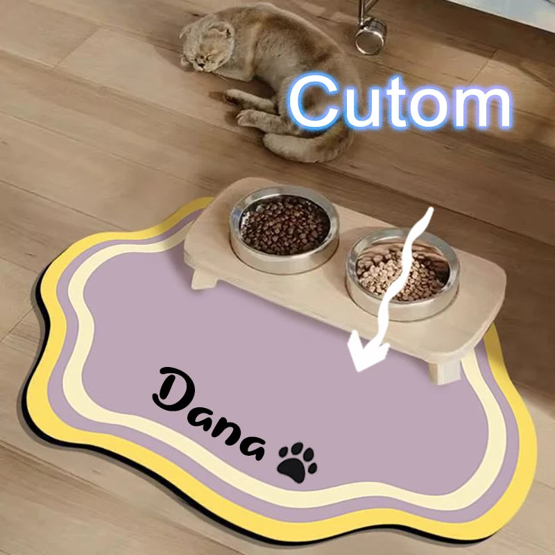  Custom Pet Feeding Mat Cute Shape Dog Diatom Mud Floor Mat Non-Slip Waterproof Home Decoration Dog Feeding Pad