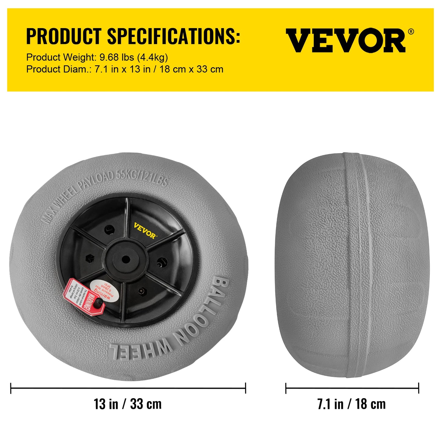 SucceBuy Beach Balloon Wheels 9/13/15.7" Replacement Sand Tires TPU Cart Tires for Kayak Dolly Canoe&Buggy w/ Free Air Pump 2Pcs