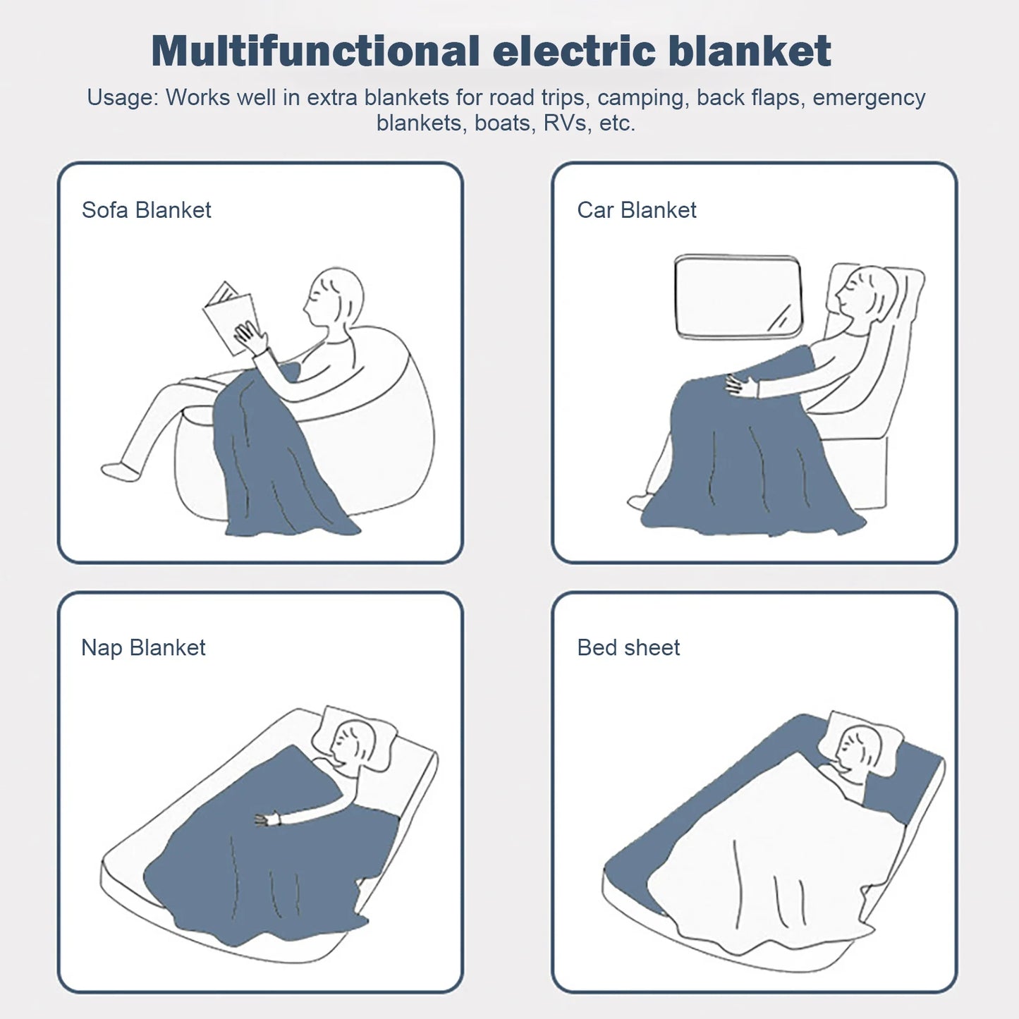 Constant Temperature Heating Blanket 12V Heated Safety Timer Car Heating Pad Fleece Car Heating Blanket for RV Caravan Camper