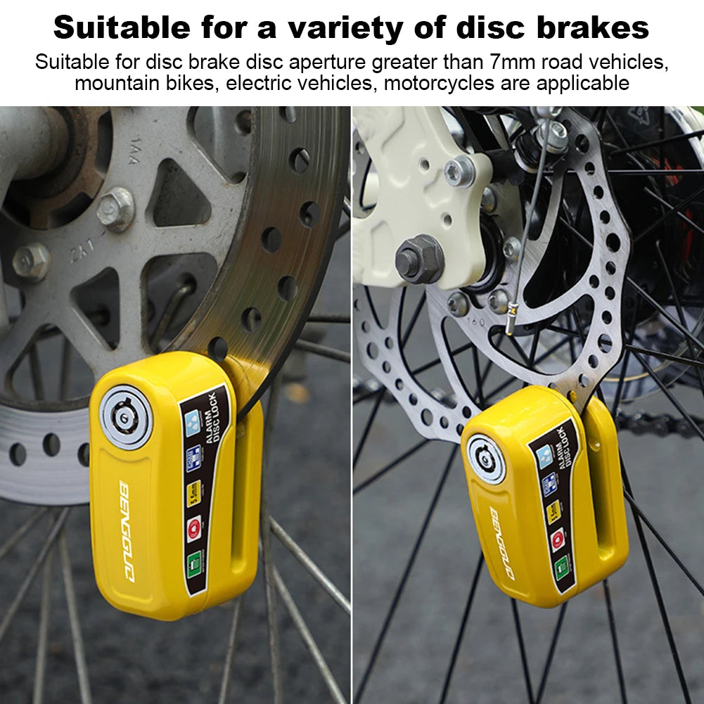 Motorcycle Alarm Wheel Disk Brake Lock with Keys Bicycle Alarm Disc Brake Electric Lock Anti Theft Motorcycle Bike Accessories