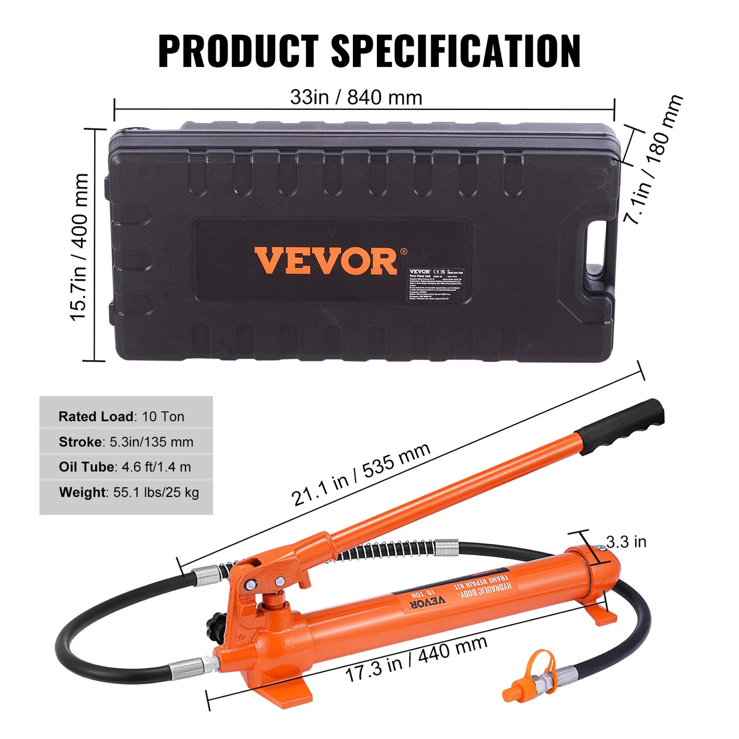 SucceBuy 10Ton Hydraulic Jack Air Pump Lift Ram Body Frame Porta Power Repair Kits Multi-functional Auto Body Frame Repair Kits