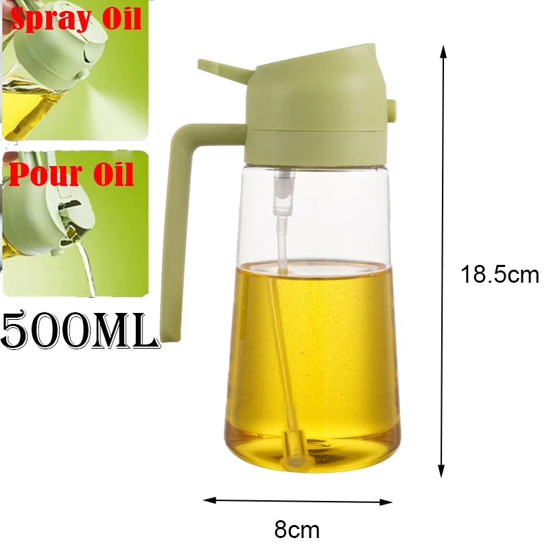 Oil Spray Bottle Oil Cruet Dispenser  Kitchen Items and Accessories 500ml Oil Spray for Cooking Plastics Spray Pour Camping BBQ