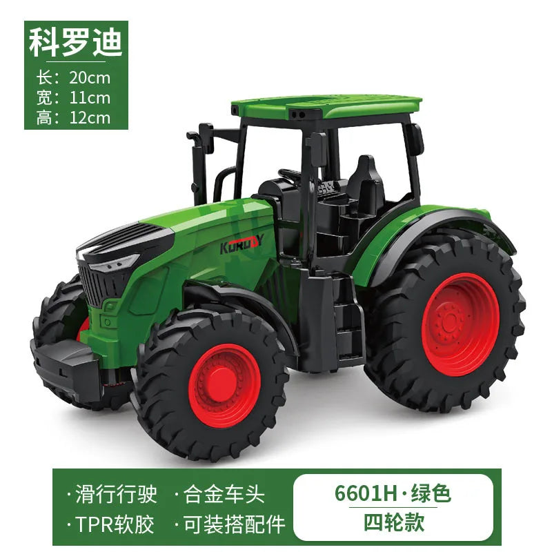 1:24 Scale Remote-Controlled Tractor Toy Alloy Electric Farm Truck with Headlights RC Car Set for Kids Birthday Christmas Gifts