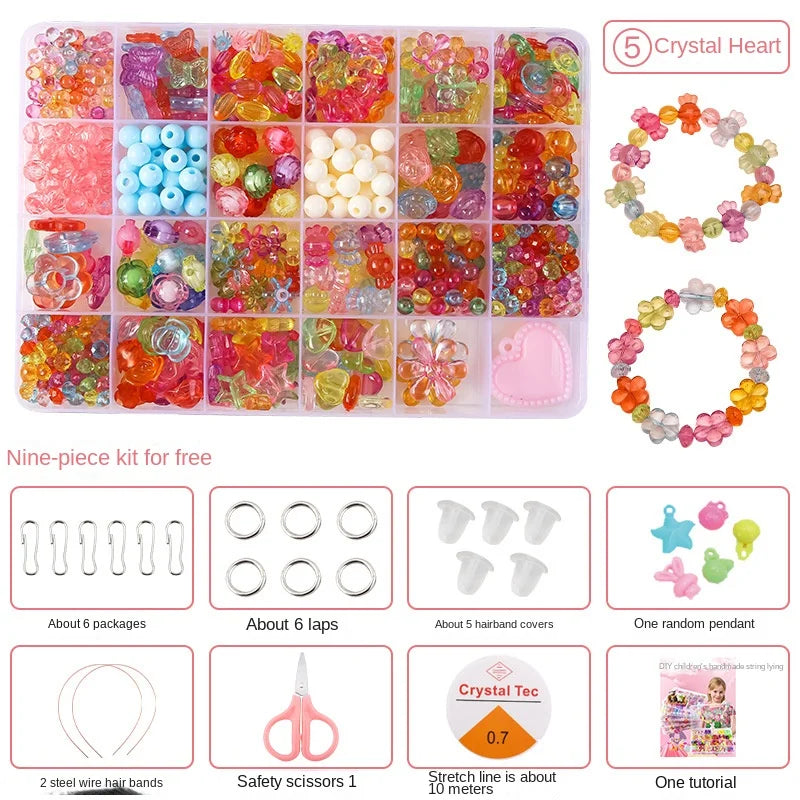 Children's Handmade Beaded Girls Wear Beads Educational Toys Diy Jewelry Bracelet Necklace Jewelry Around Beads Beads Set