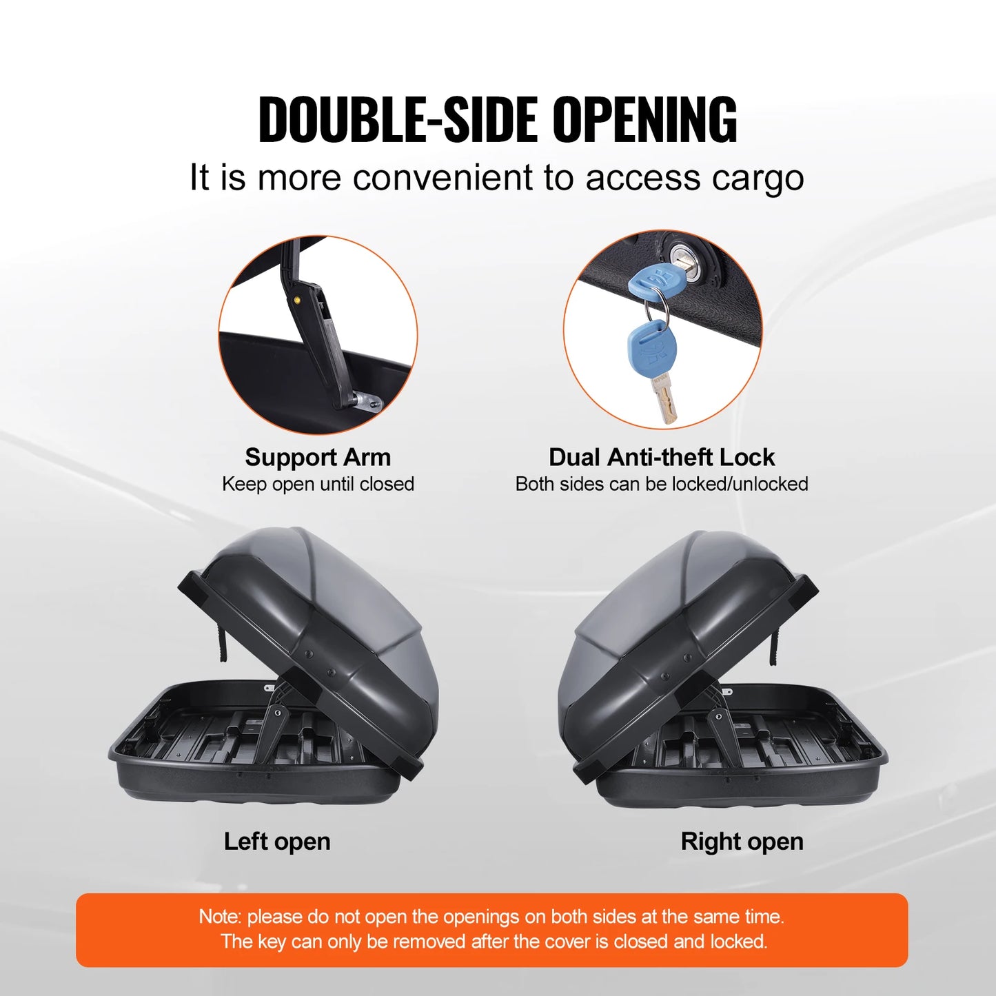 SucceBuy Rooftop Cargo Carrier Roof Cargo Box ABS Hard Shell Roof Box with Dual-Sided Opening&2 Reinforced Straps Aerodynamic