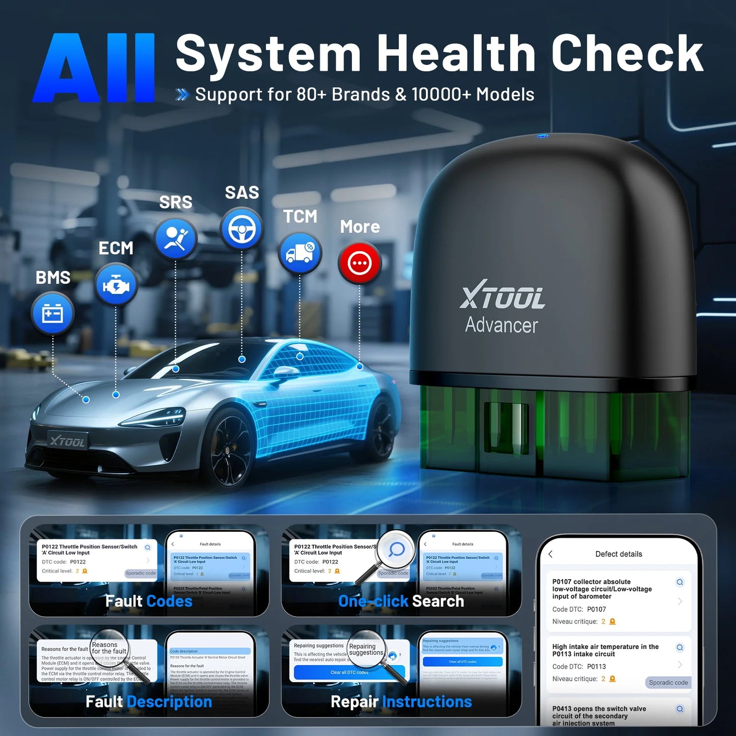 XTOOL Advancer AD20 PRO All System Car Diagnostic Tools Full OBD2 Scanner Battery Check Oil Reset Read/Clear Code Free Update