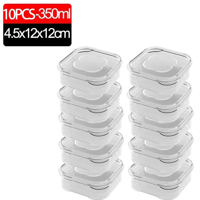 1/10PC Small Food Preservation Boxes Refrigerator Frozen Meat Vegetable Fresh-Keeping Box Transparent Kitchen Sealed 2030