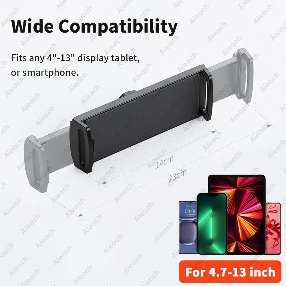 AIEACH Tablet Stand Holder Multi-Angle Adjustable, 15" Long Metal Flexible Arm iPad Stand for 4.7-13" Tablet & Phone, Ergonomic