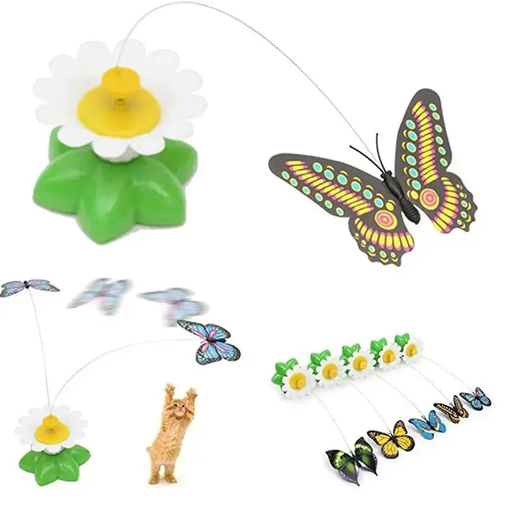 Random Color Rotating Electric Butterfly, Hummingbird Pet Product Rotating Around Flowers To Cats And Butterflies Pet Toys