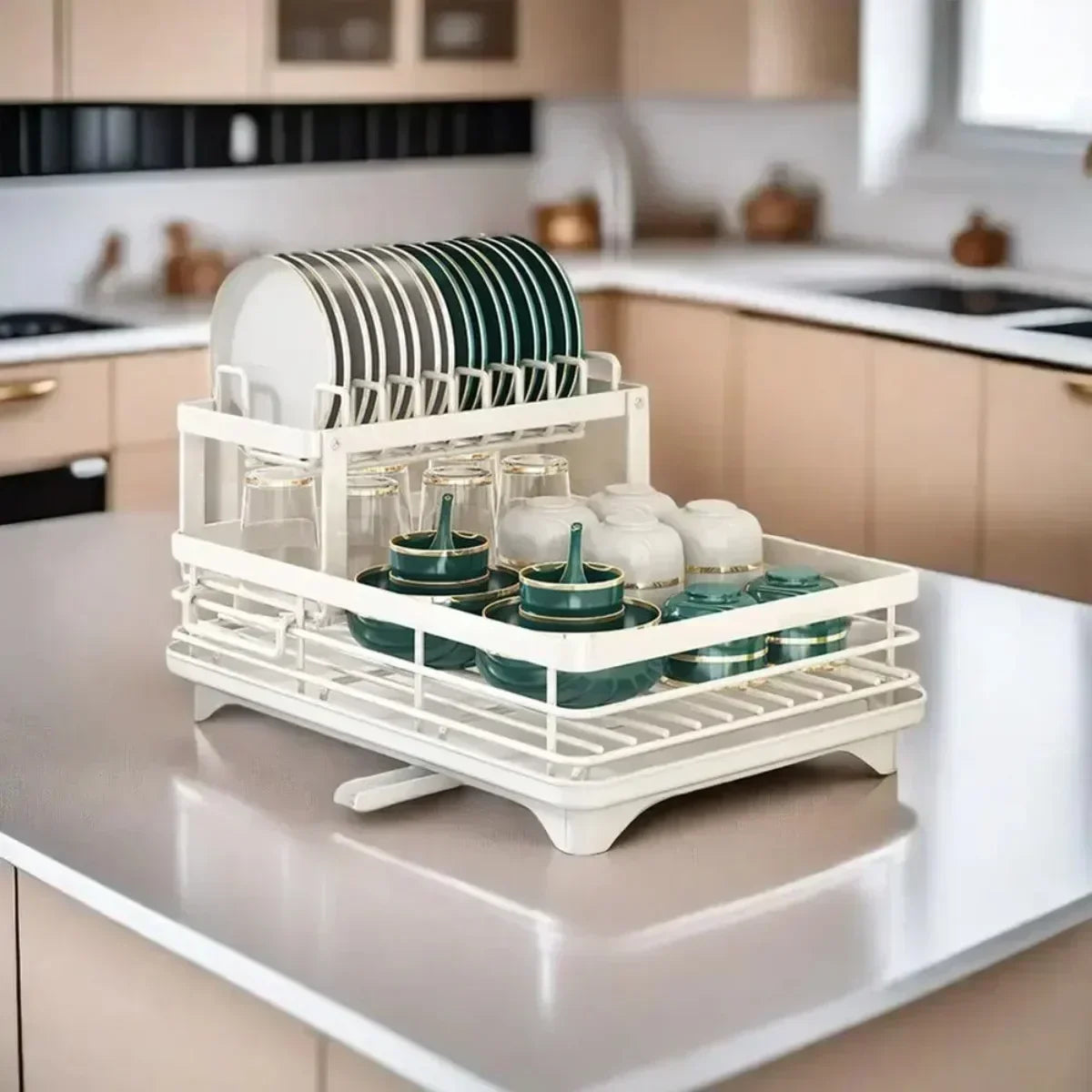 New Double-layer Adjustable Rack Space Saving Kitchen Drainage Shelf Utensils Countertop Bowl Practical Storage Organizer Holder