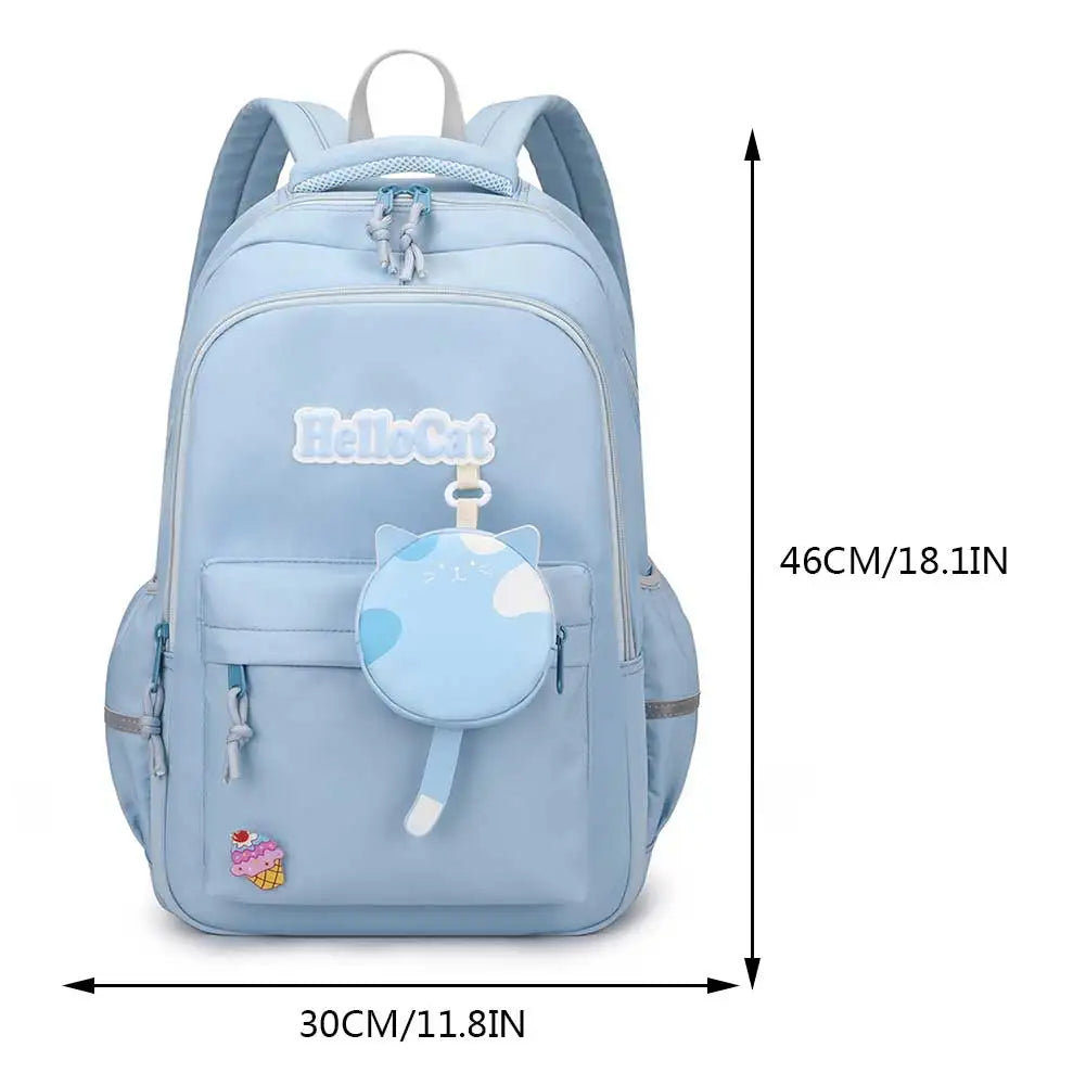 Nylon Campus Backpack Adjustable Shoulder Straps Cartoon Messenger Bag Multi Pocket Design with Zipper Campuses Supplies