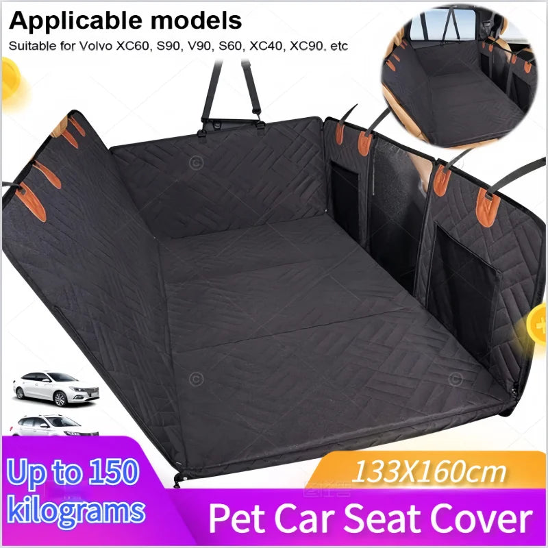 Car Rear Seat Dog Seat Cover up to 150kg Hard Bottom Rear Seat Extender 600D Heavy-Duty Anti-Scratch Washable Dog/Cat Hammock fo