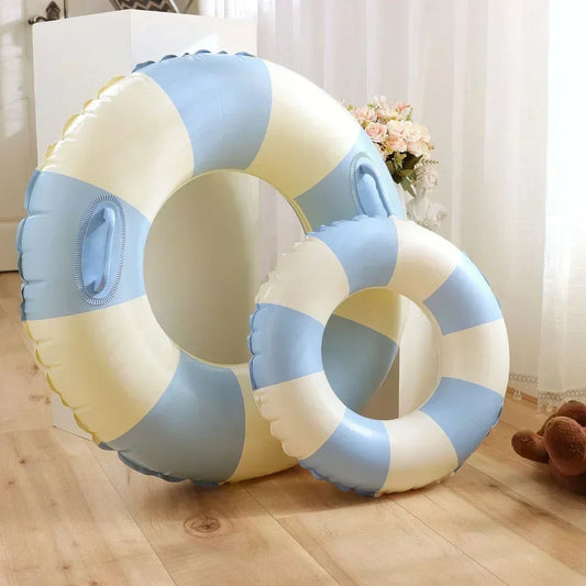 Children's Swimming Ring PVC Striped Swimming Ring Summer Boys Girls Inflatable Floating Cushion Swimming Tube Floating Donuts