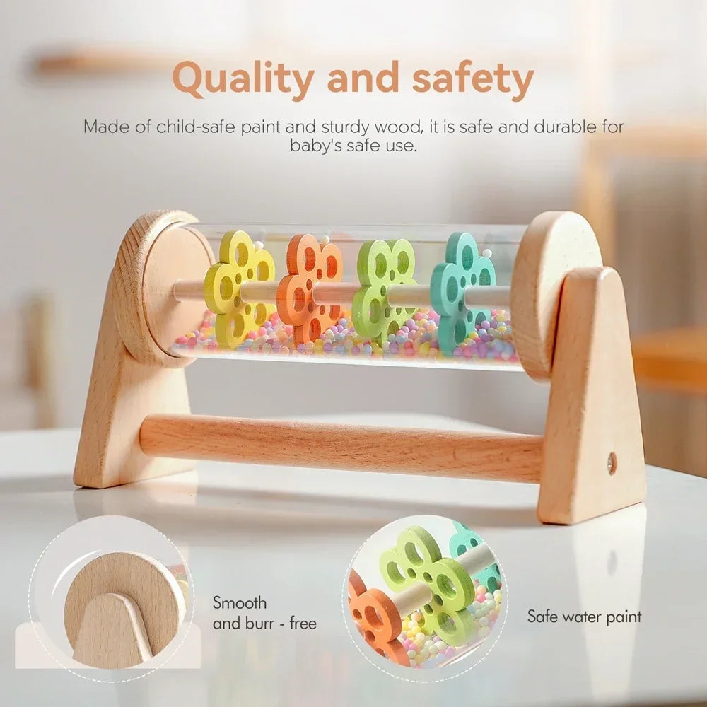 Montessori Rain Stick Toy for Babies Wooden Rainmaker Musical Shaker,Sensory Educational Instrument for Toddlers 6-12 Months