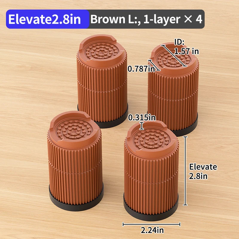 Multi-Purpose Round Furniture Risers | Non-Slip, Quiet & Moisture-Proof Height Extenders for Beds, Sofas, Tables