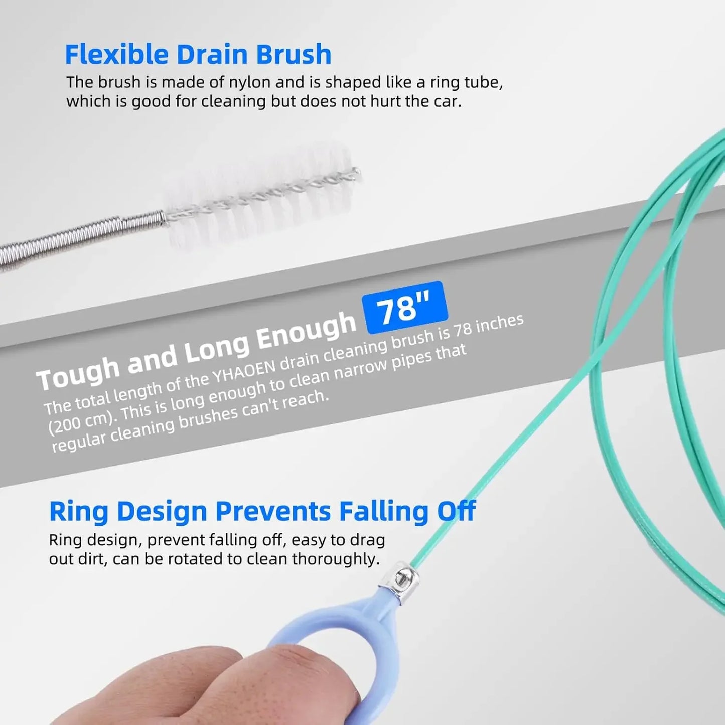 3/5m Drain Hole Cleaning Brush Flexible Car Drain Dredge Sunroof Cleaning Scrub Brush Tool Accessories Skylight Drain Pipe Brush